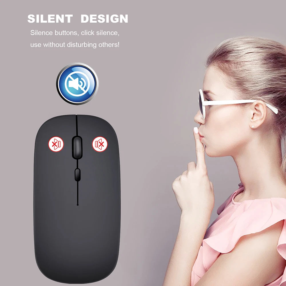 Slim Wireless Mouse 2.4GHz Optical Mice 1600DPI Gamer Office Quiet Mouse