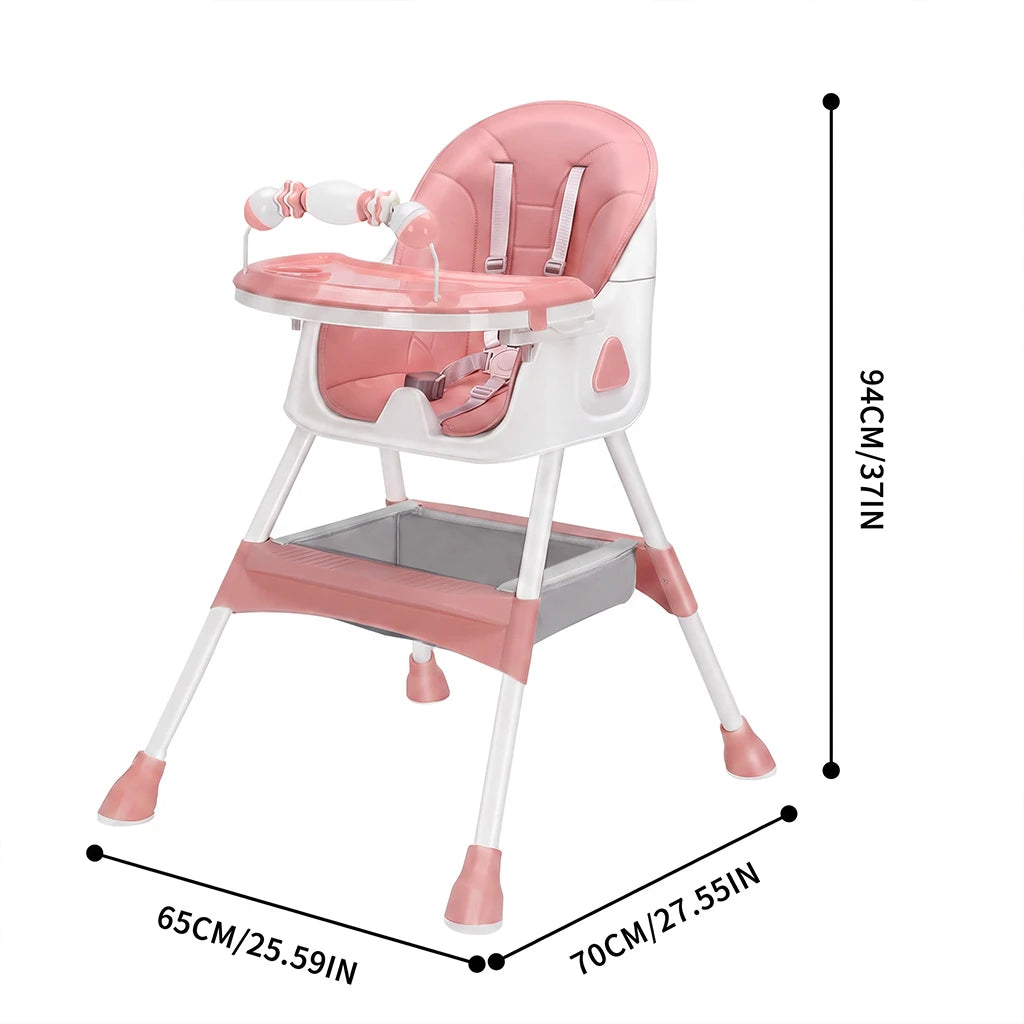 3‑In‑1 Foldable Baby High Chair, Multifunctional Toddler Feeding Highchair