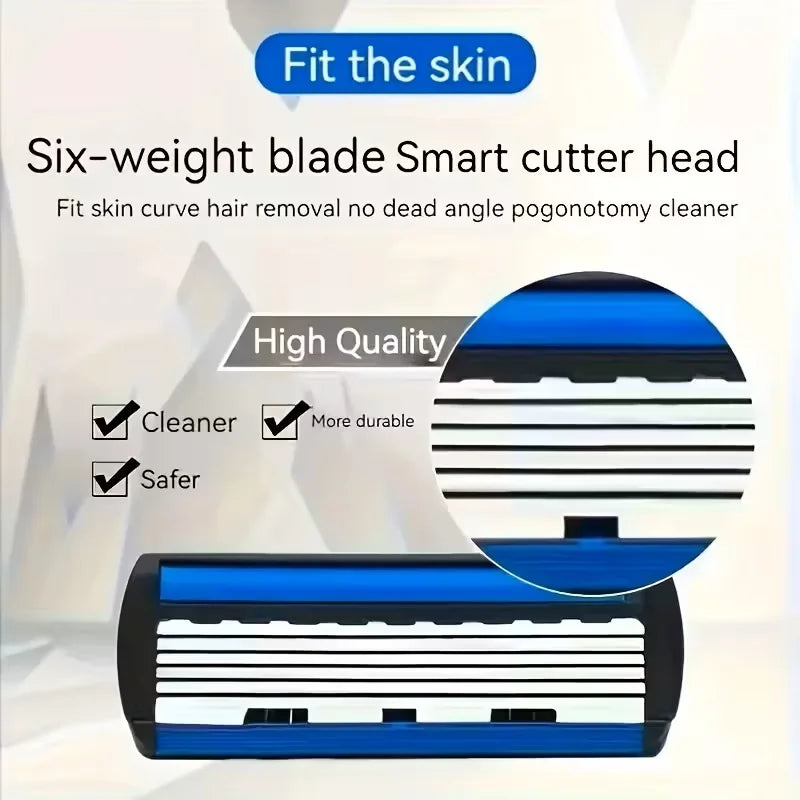 6-Layer Classic Replaceable Razor Head Stainless Steel