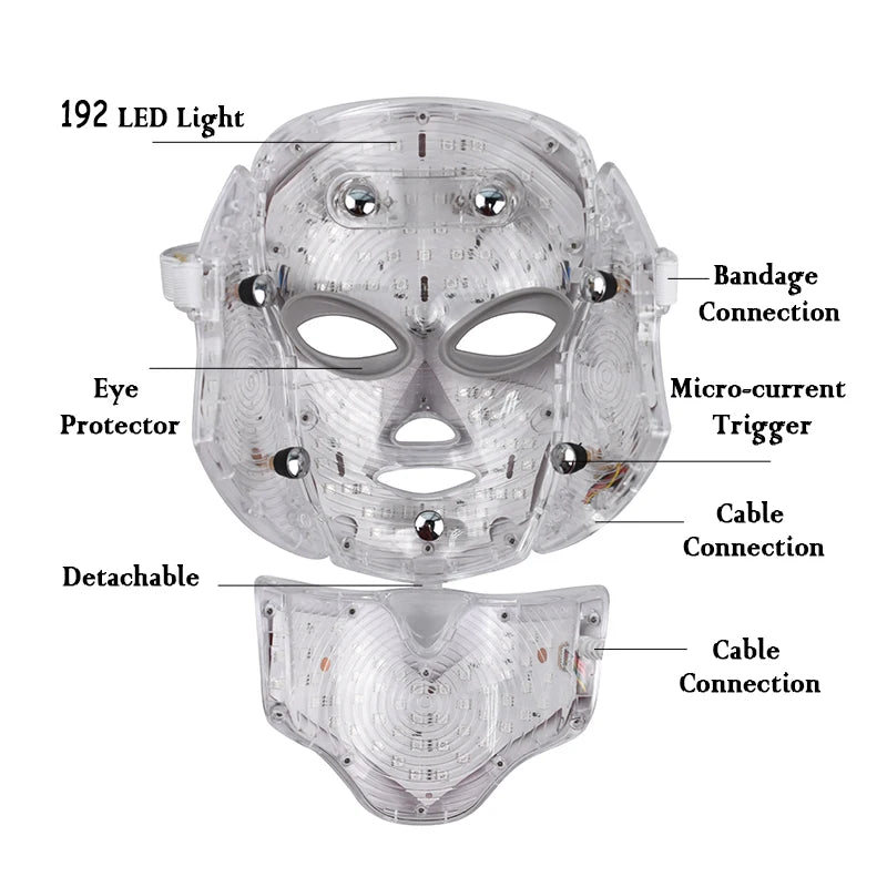 Facial Neck LED Photon Beauty Machine 7 Colors Skin Care Face Mask Skin Rejuvenation