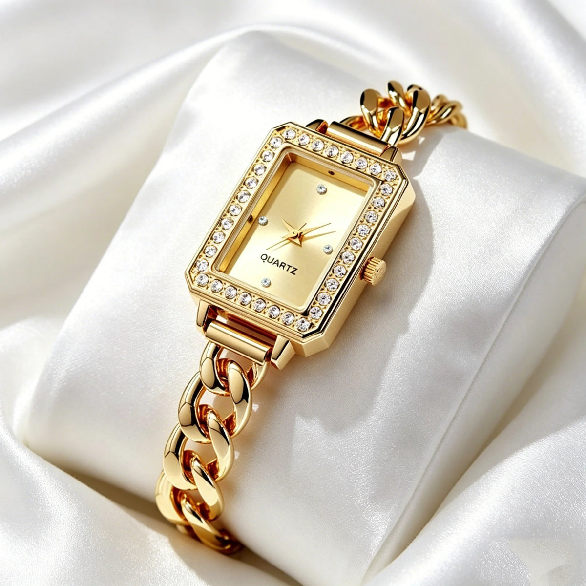 Luxury quartz watch with Roman numeral display zinc alloy case