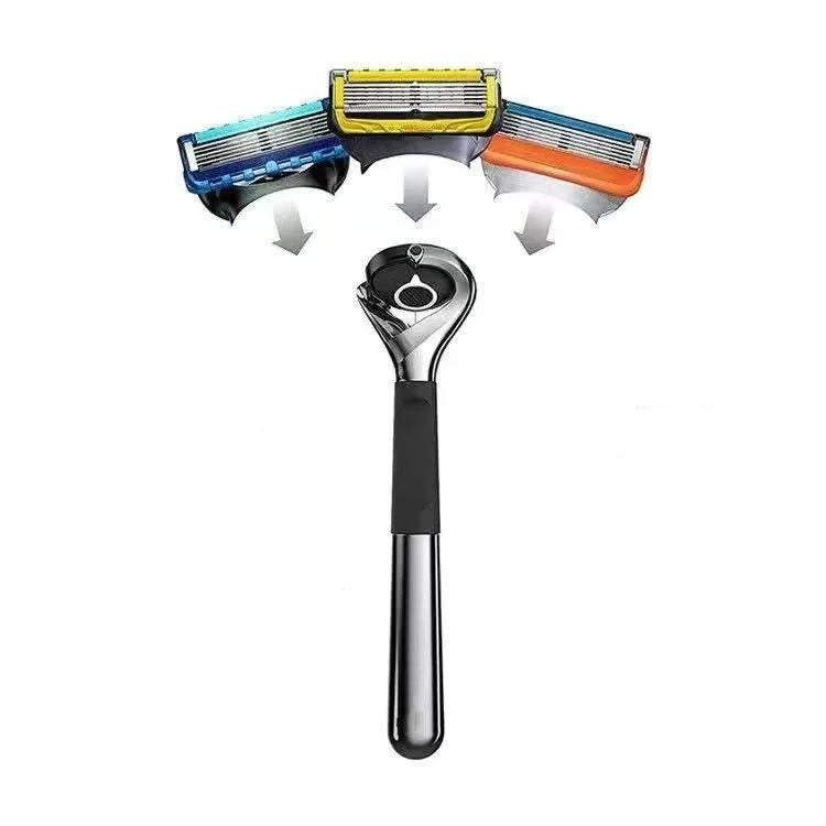New Professional Five Layer Fusion Shaver with Metal Handle, Suitable for Men's Manually Reusable Hair Clippers and Shaver Acces