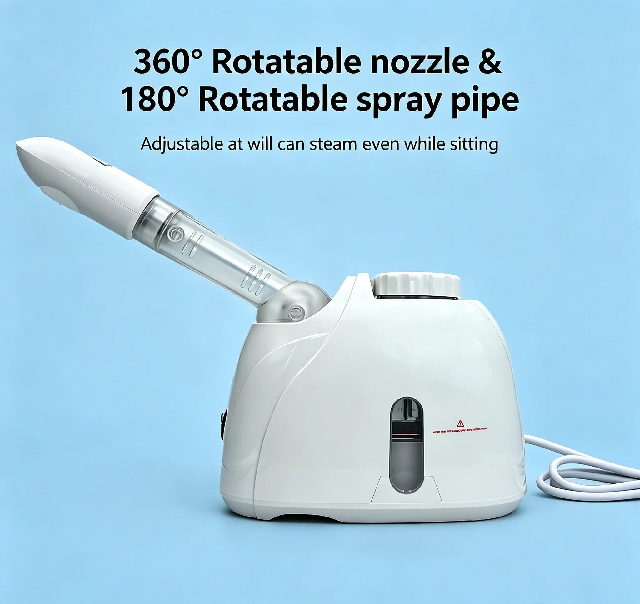 360° Rotatable Warm Mist Facial Steamer 100ml Water Tank Hot Steam Vaporizer Adjustable Spray Pipe Home Salon Spa Deep Pore Moisturizing Skin Care Machine