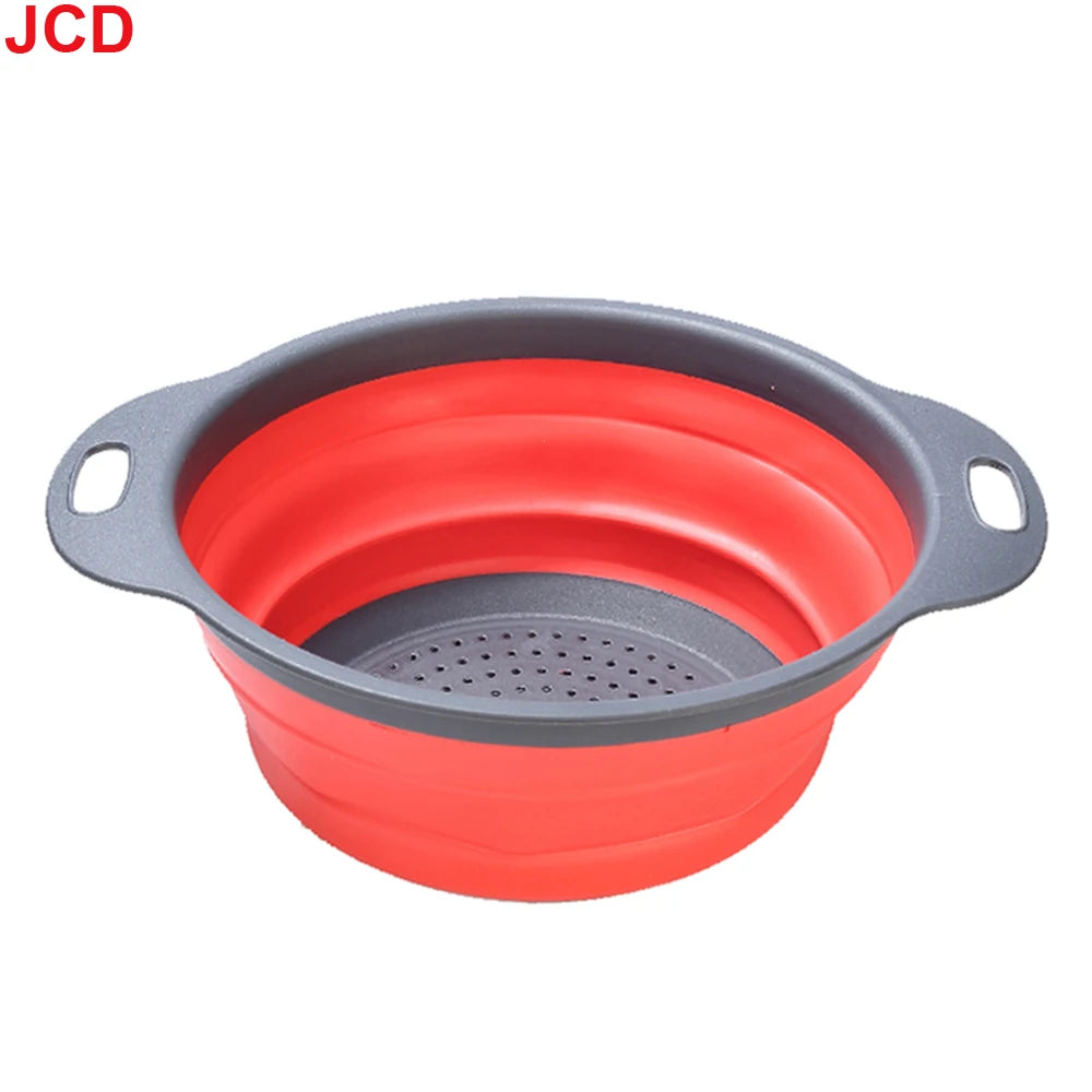 JCD 1pcs Fruit Vegetable Washing Basket Foldable Strainer Silicone Colander Dish Collapsible Drainer Filter Kitchen Storage Tool