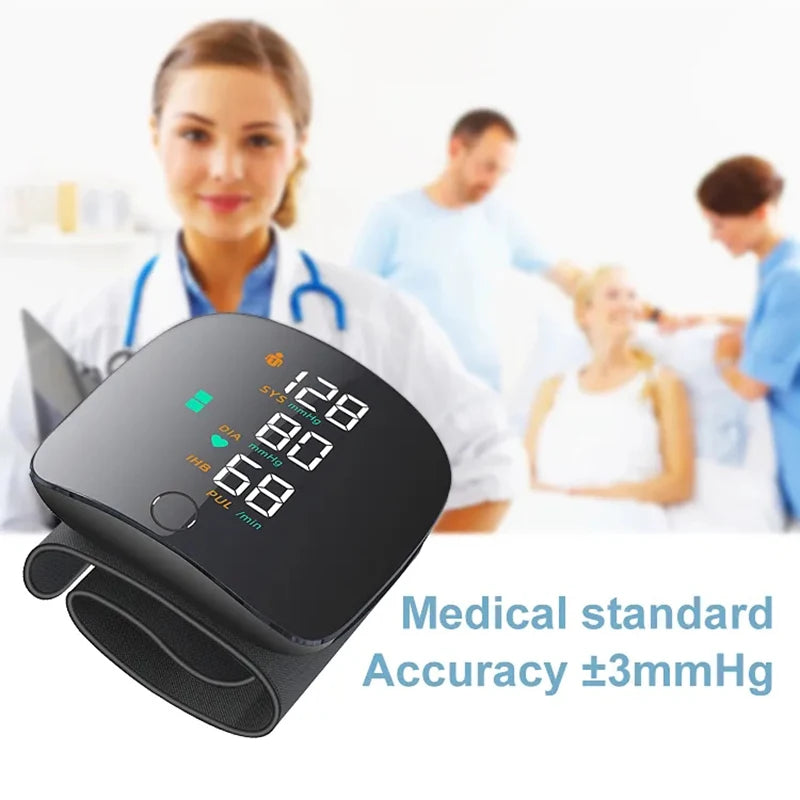 Rechargeable Wrist Blood Pressure Monitor New Touch Screen LED