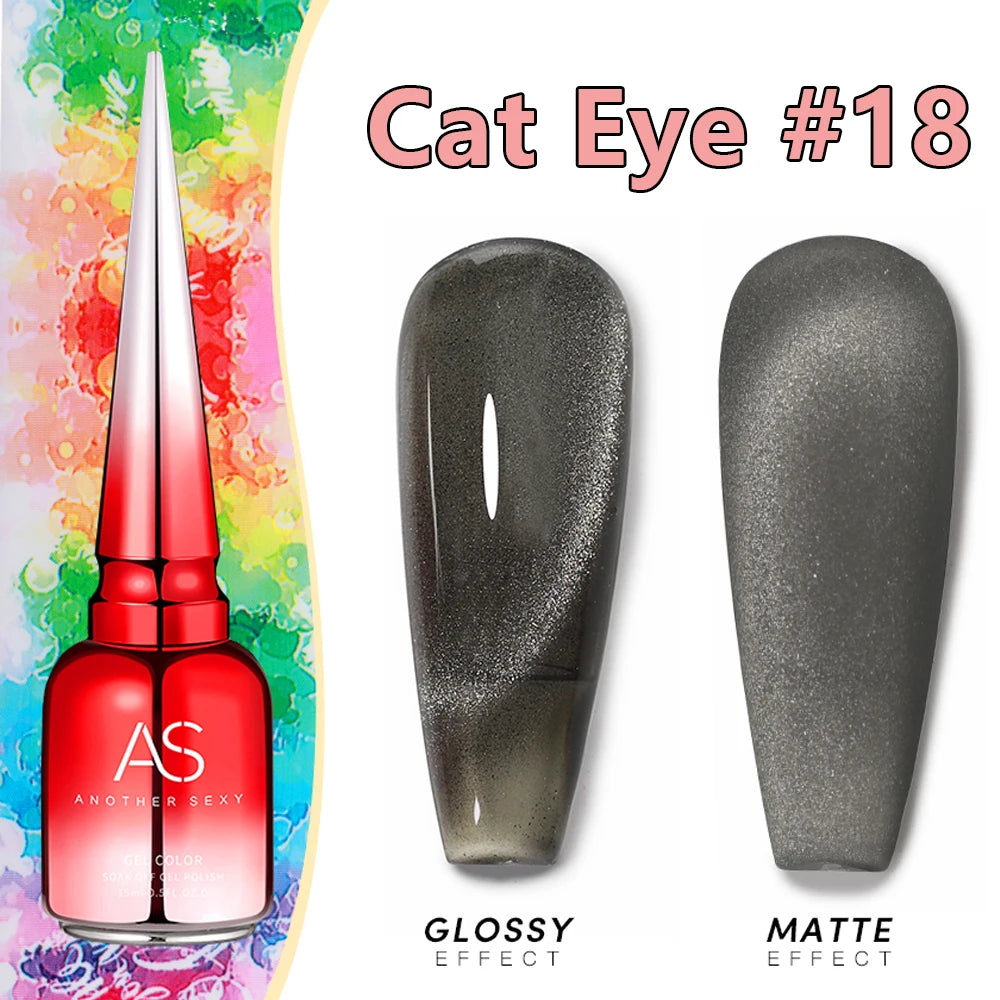 AS 15ml Cat Magnetic Gel Nail Polish Cat Eye Glitter