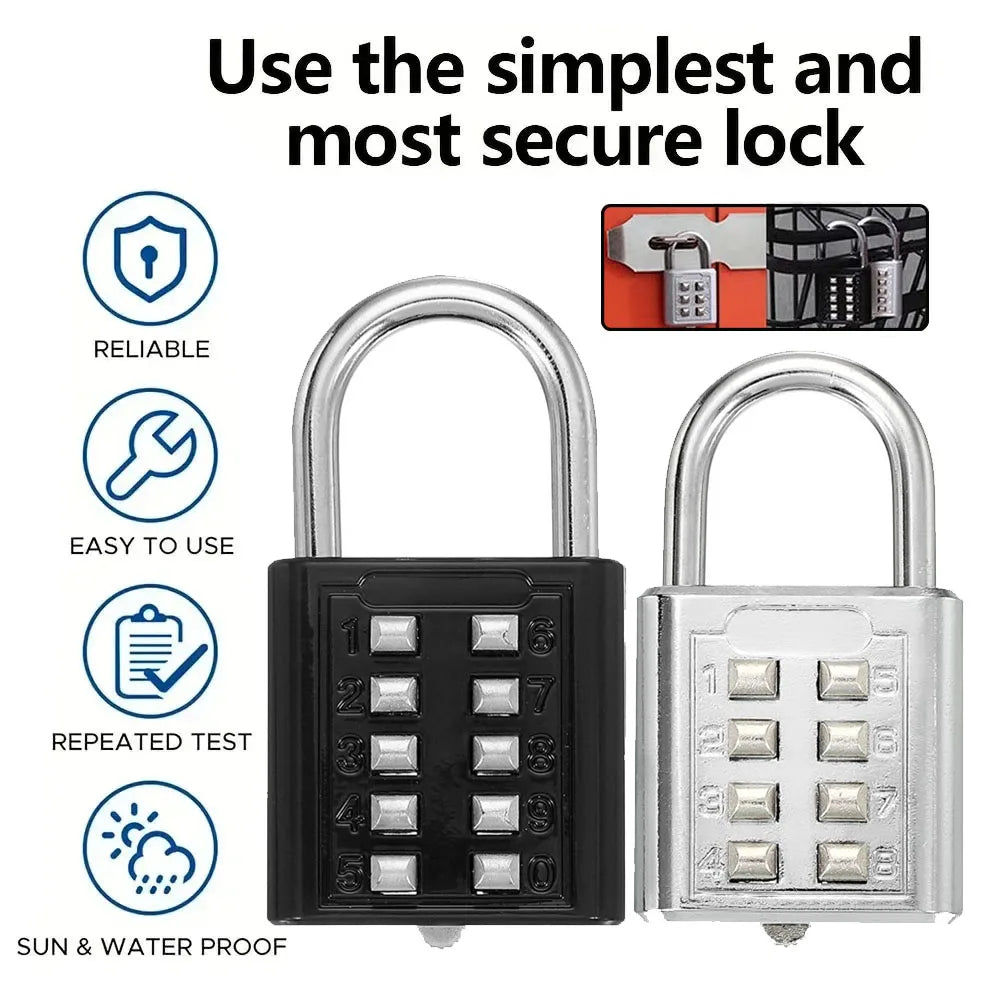 10 Digit Combination Outdoor Padlock Waterproof Zinc Alloy