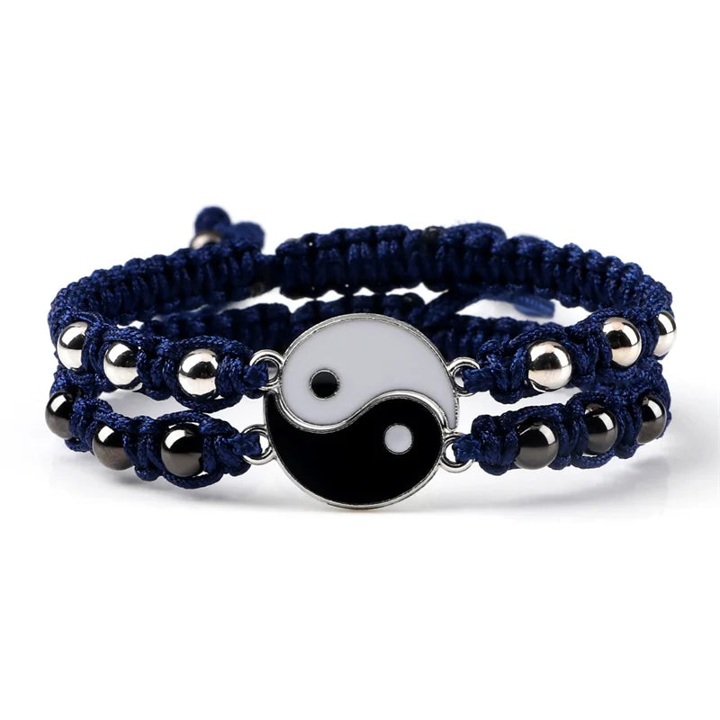 2Pcs/set Dragon Tai Chi Gossip Braided Bracelet for Women Men Best Friends Adjustable Yin Yang Bracelets Fashion Couple Jewelry