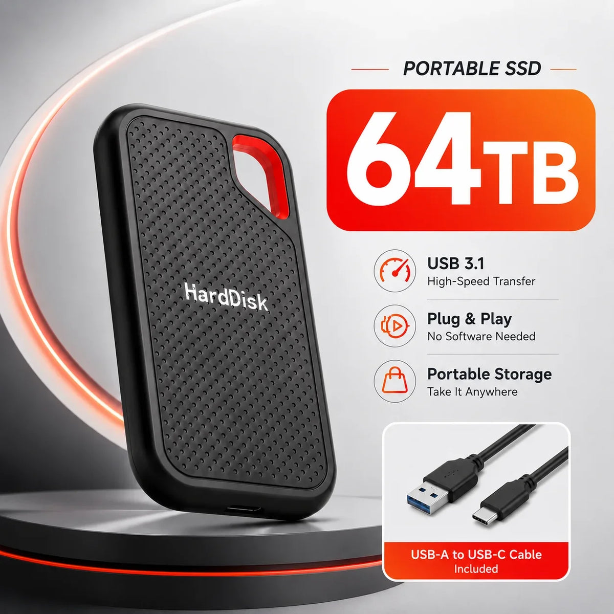Large Capacity External SSD 2TB 4TB Fast Portable Hard Drive