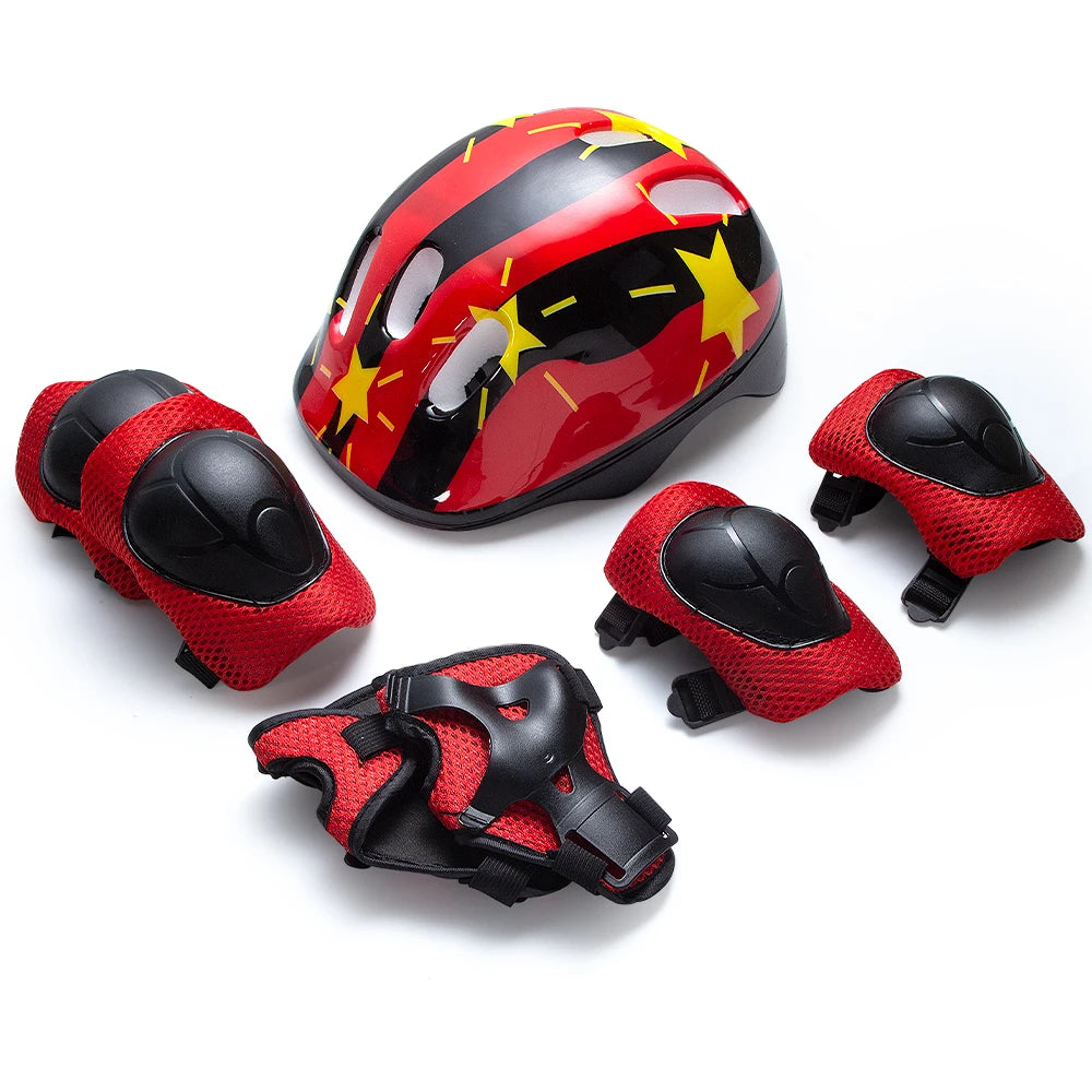 7Pcs/Set Roller Skating Kids Safety Helmet & Knee Elbow Pad Set