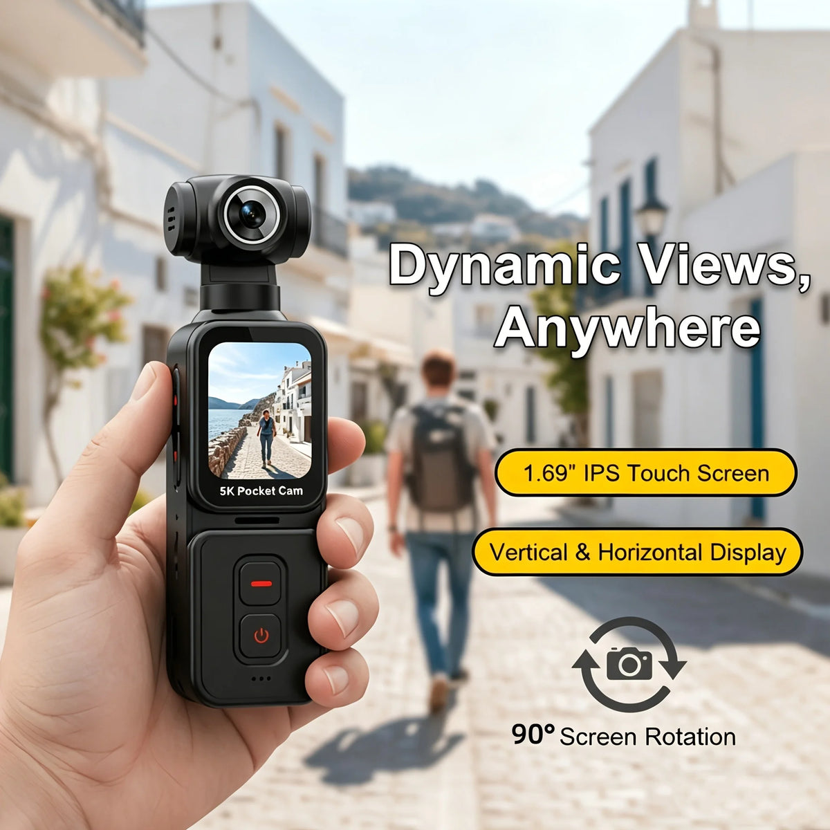 5K Pocket Vlog Camera With 270° Rotatable Lens Smart AI Face