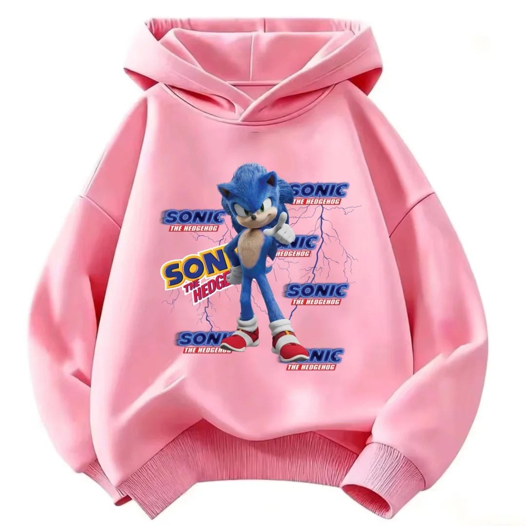 2026 Kids Thick Hoodie with Cute Sonic Anime Pattern