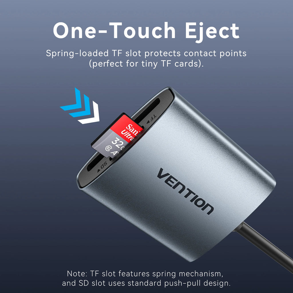 Vention SD 4.0 Card Reader 312Mbps USB 3.0 Type C to SD Micro