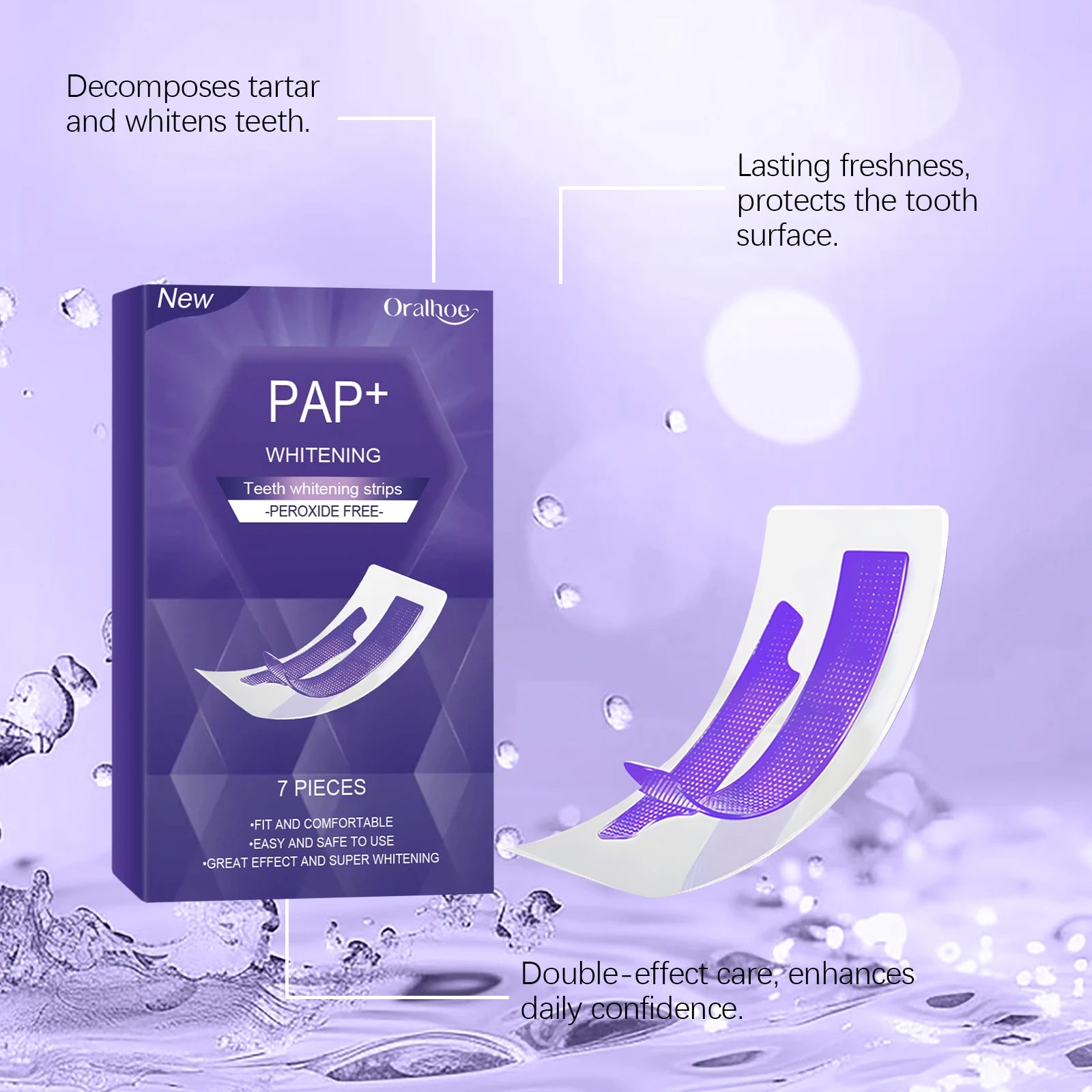 Purple Teeth Whitening Strips Bleaching Stains Remove Oral Whitening Supplies