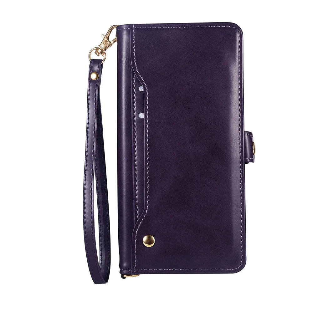 Wallet Multi-card Zipper Kickstand Magnetic Flip Leather Case