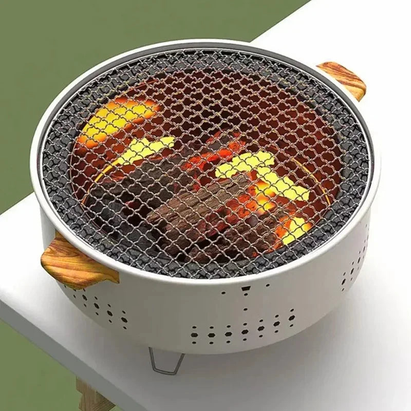 Portable Barbecue Grill Korean Charcoal Stove Stainless Steel Split BBQ