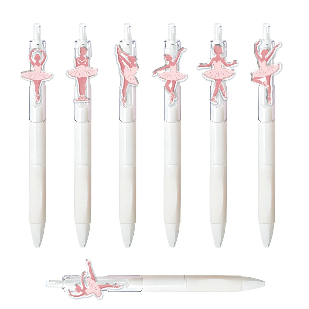7pcs Elegant Ballet Theme Press Ballpoint Pen Pink Dancer