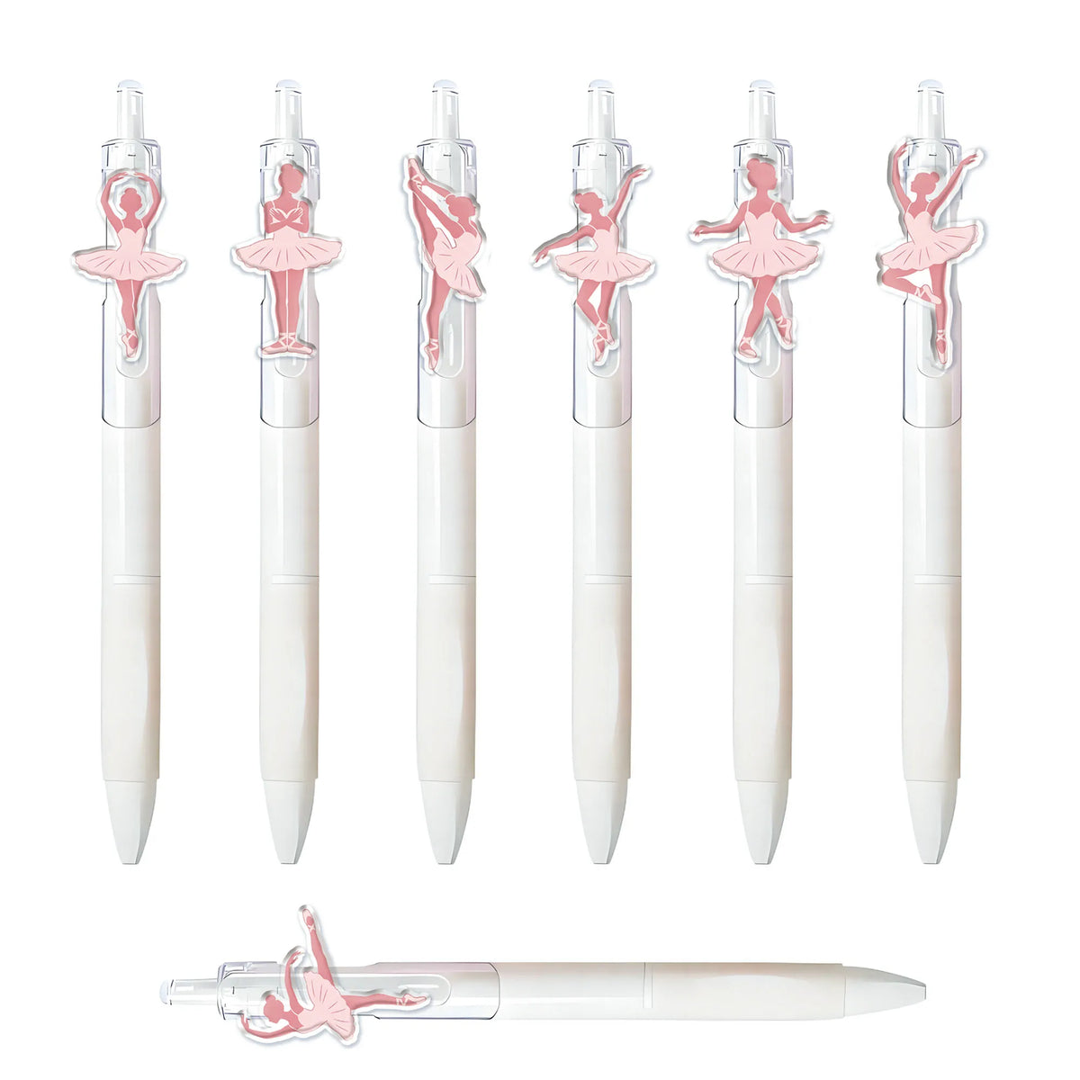 7pcs Elegant Ballet Theme Press Ballpoint Pen Pink Dancer