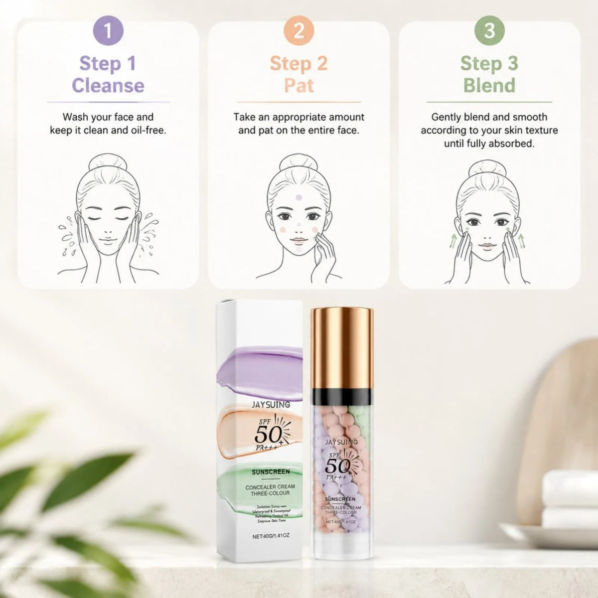 3 Color Sunscreen Isolation Cream Tone Correction Brightening