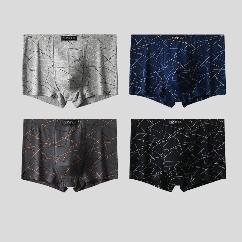 4PCS Plus Size 6XL Men's Boxer 95%Cotton Underwear Breathable Loose