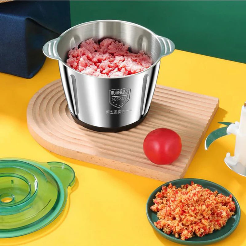 2L Electric Meat grain Food Processor Chopper Stainless Steel Kitchen Machines vegtable Chopper Slicer Machine Home Grinder