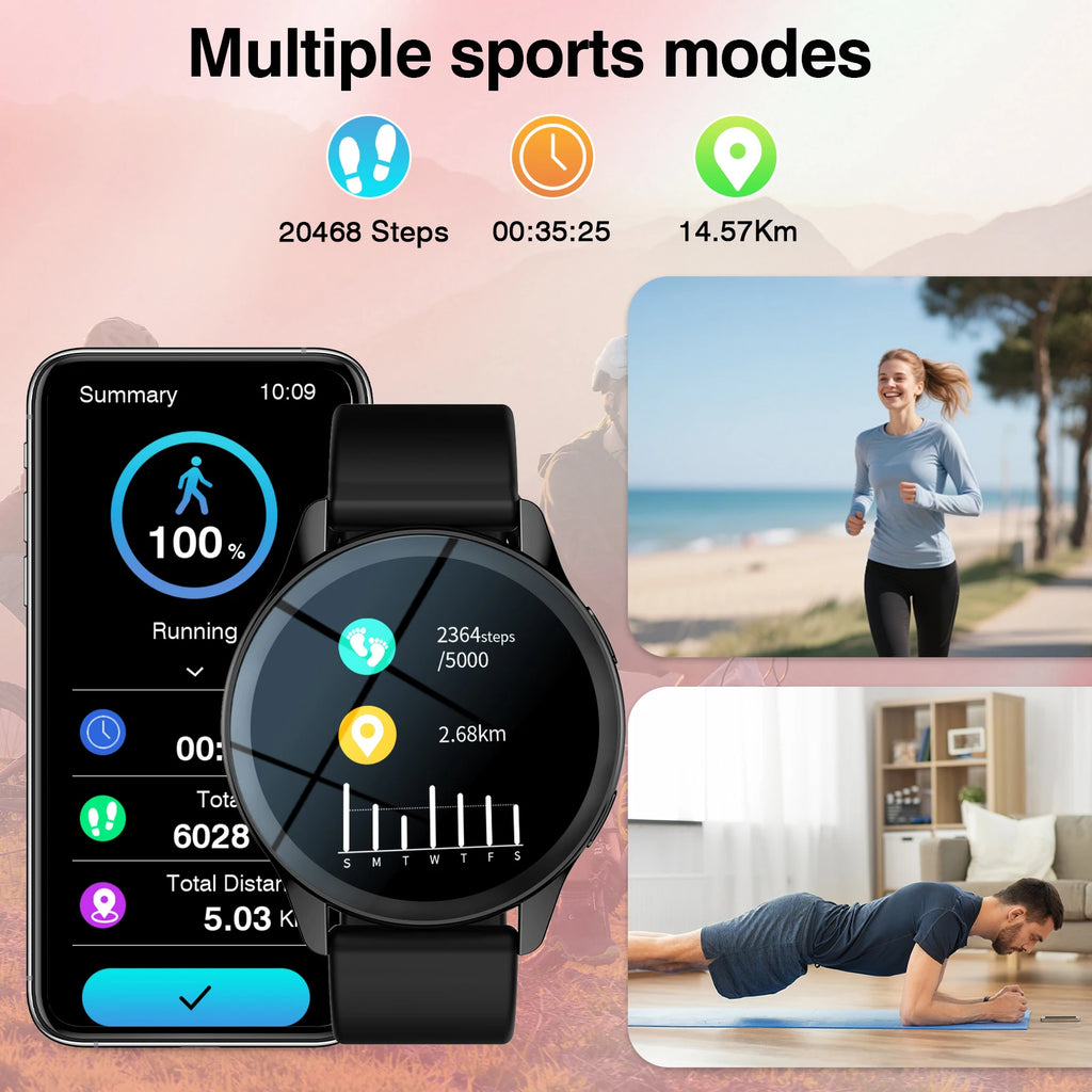 Smart Watch, Wireless Call/Dial, Multi-Sport Mode, Multiple APP Reminders