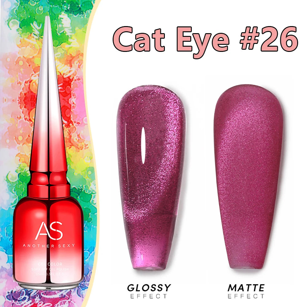 AS 15ml Cat Magnetic Gel Nail Polish Cat Eye Glitter