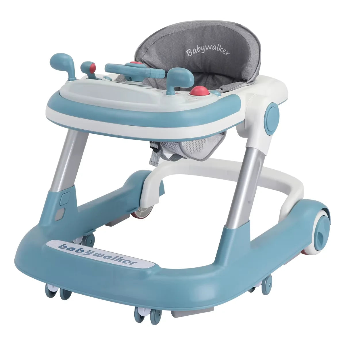 2 in 1 Baby Walker, Toddler Baby Push Walker with Removable Feeding Tray and Music Tray(Without Battery), Activity Walker