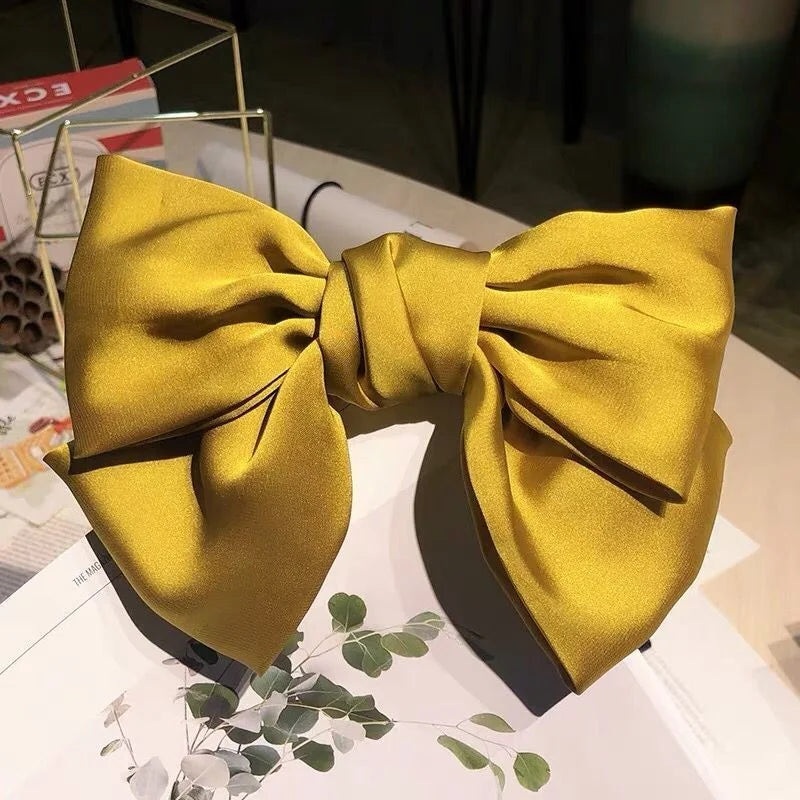 Solid Color Bow Ribbon Hair Clip New Women Large Bowknot Barrettes