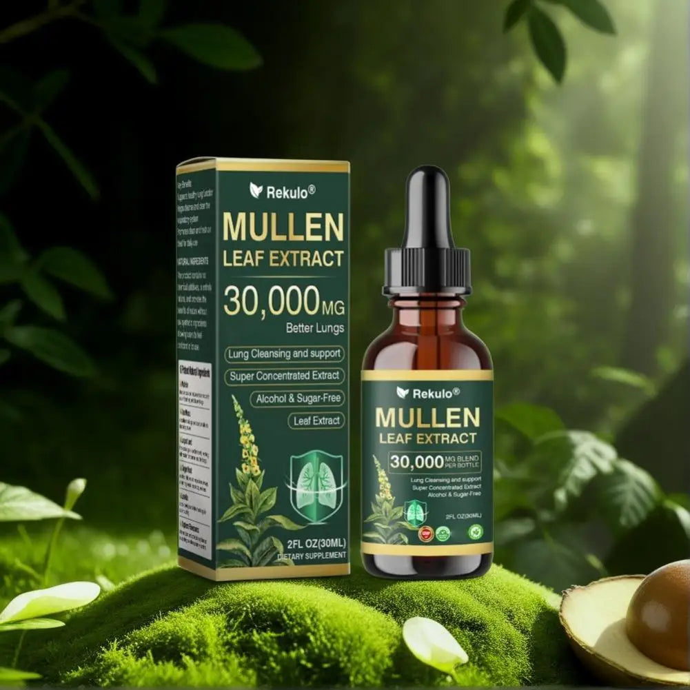 30000mg Mullein Leaf Herbal Drops, Lung Detox Cleansing Formula, Fast Absorption Natural Respiratory Health Maintenance