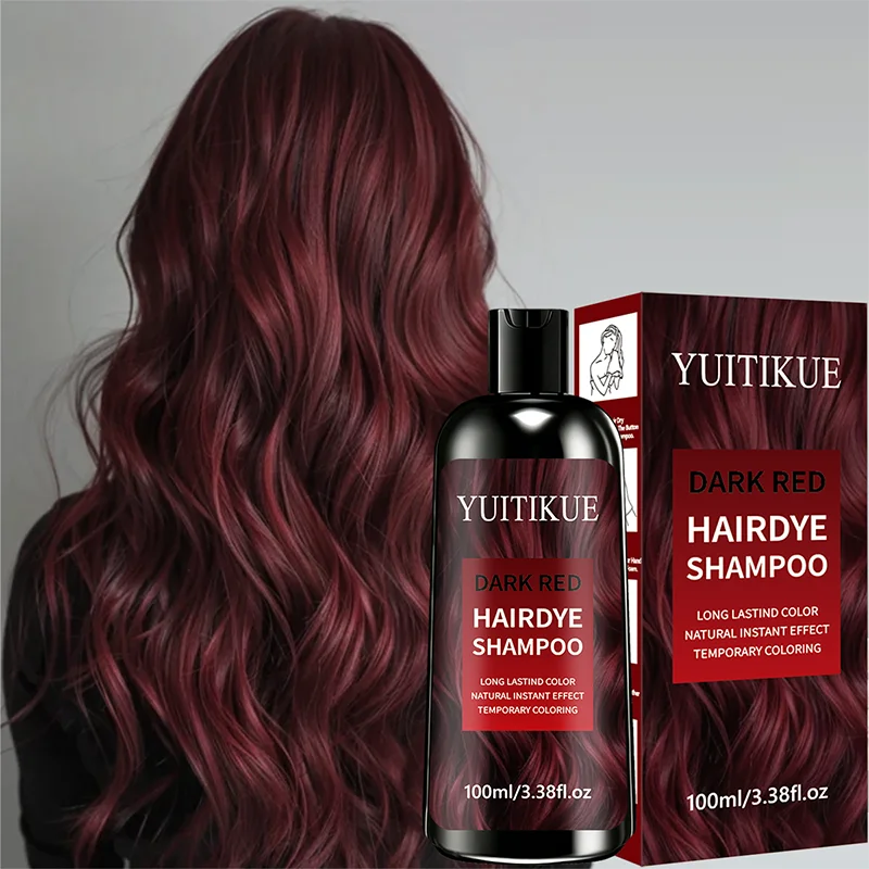 YUITIKUE Dark Red Hair Dye Shampoo 100ml Long Lasting Color
