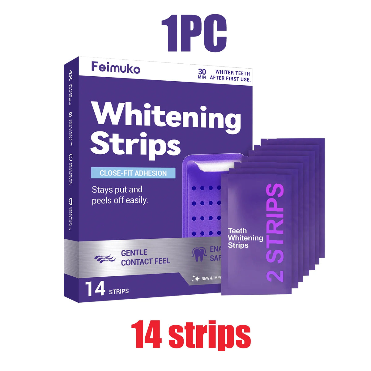 Purple Teeth Whitening Strips Kit Professional Stain Removal