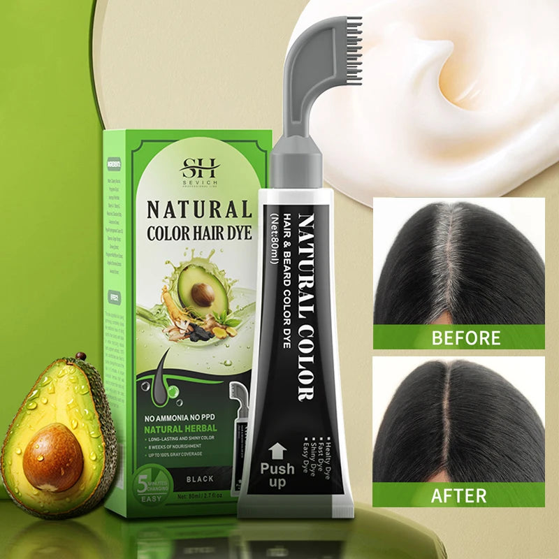 Black Dyed Shampoo 80ml Hair Colour Shampoo With Comb Hair Dye