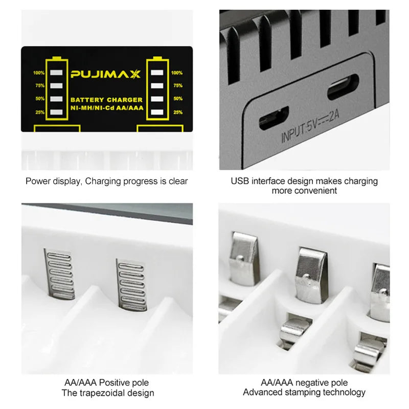 4 Slot Battery Charger Rechargeable Batter Charger With LED Display