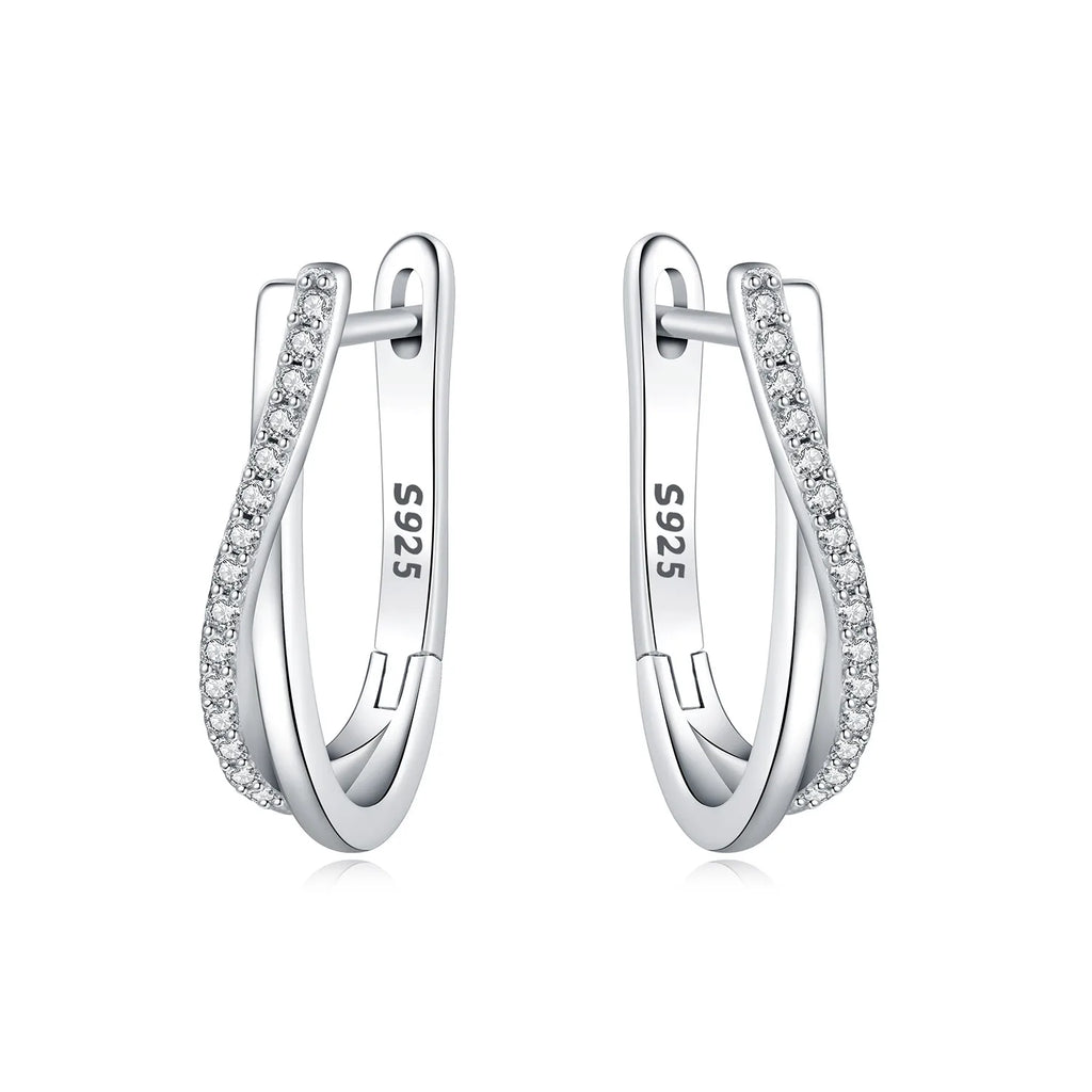 925 Sterling Silver Star Twisted Line Earrings Jewelry
