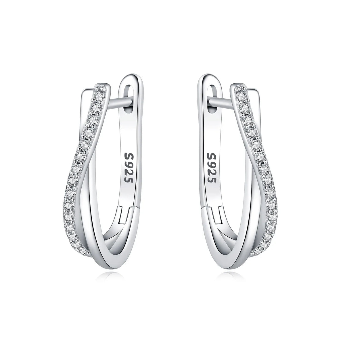 925 Sterling Silver Star Twisted Line Earrings Jewelry