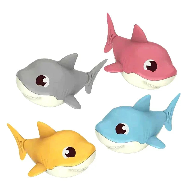 Baby Summer Cartoon Shark Water Play Toy with Wind Up Chain Outdoor Beach Swimming Clockwork Toys Baby Bathroom Toy for Children