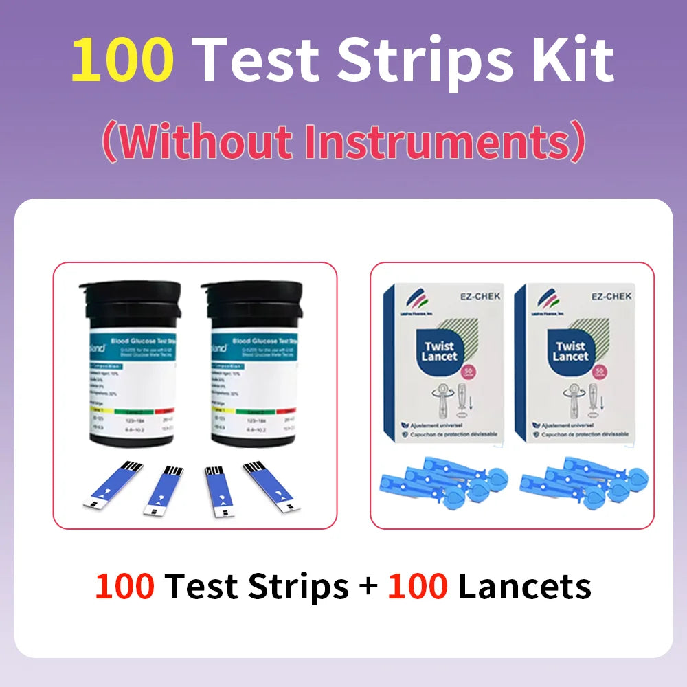 Blood Glucose Meter Diabetes Testing Kit Diabetes Lancet Machine Glucometer with 50pcs Test Strips+50 Lancets Blood Sugar Meter