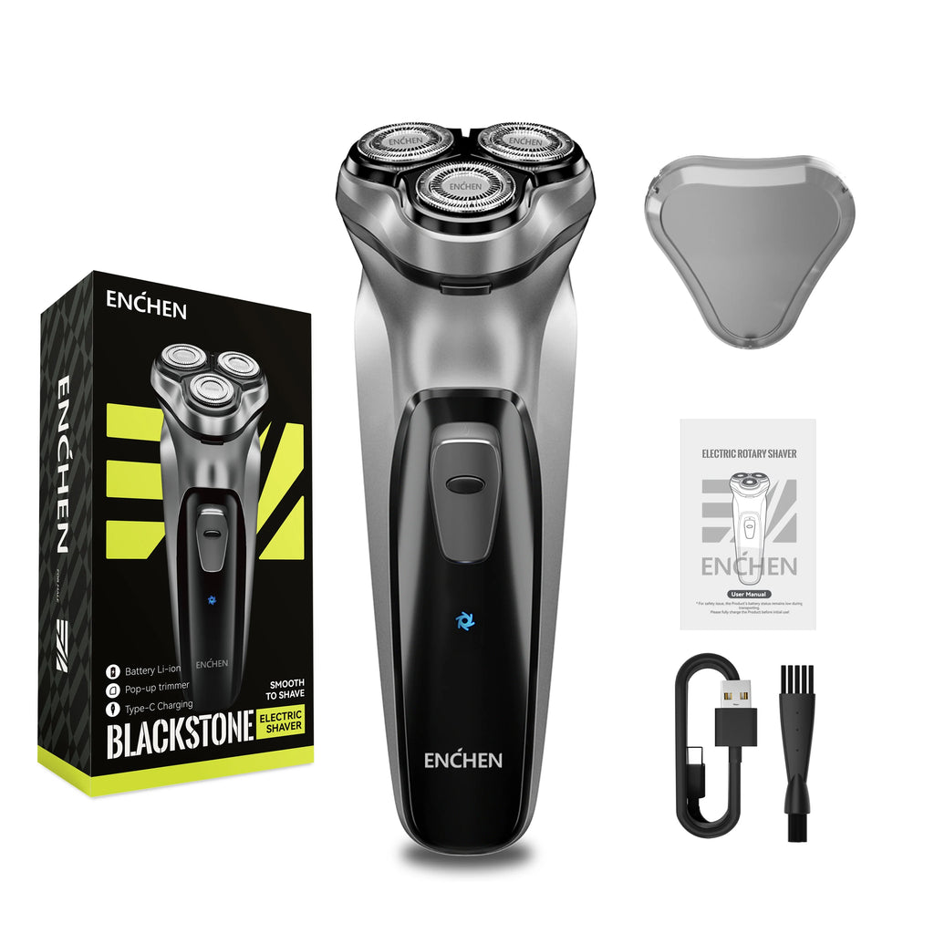 ENCHEN Blackstone Electrical Rotary Shaver for Men 3D Floating Blade Washable Type-C USB Rechargeable Shaving Beard Machine