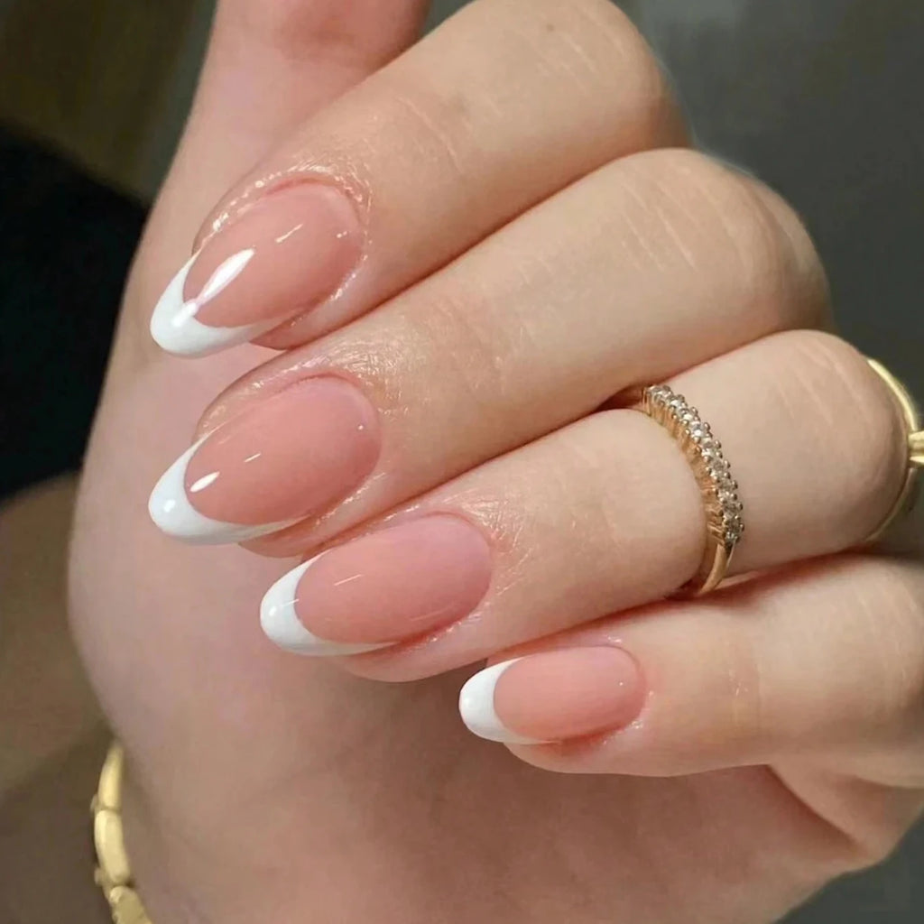 120pcs Pressed French Edge Almond False Nail Acrylic Reusable False Finger Acrylic False Nail Date And Daily Wear