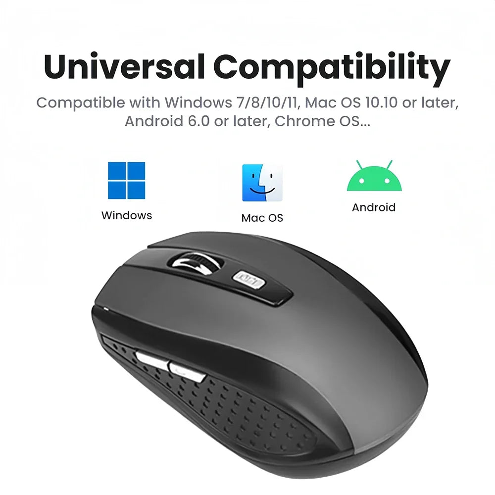 2.4G Wireless Mouse 6 Keys Gaming Mouse Ergonomic Silent Mouse 1600DPI Optical Office Mouse Mice for PC Laptop MacBook Windows