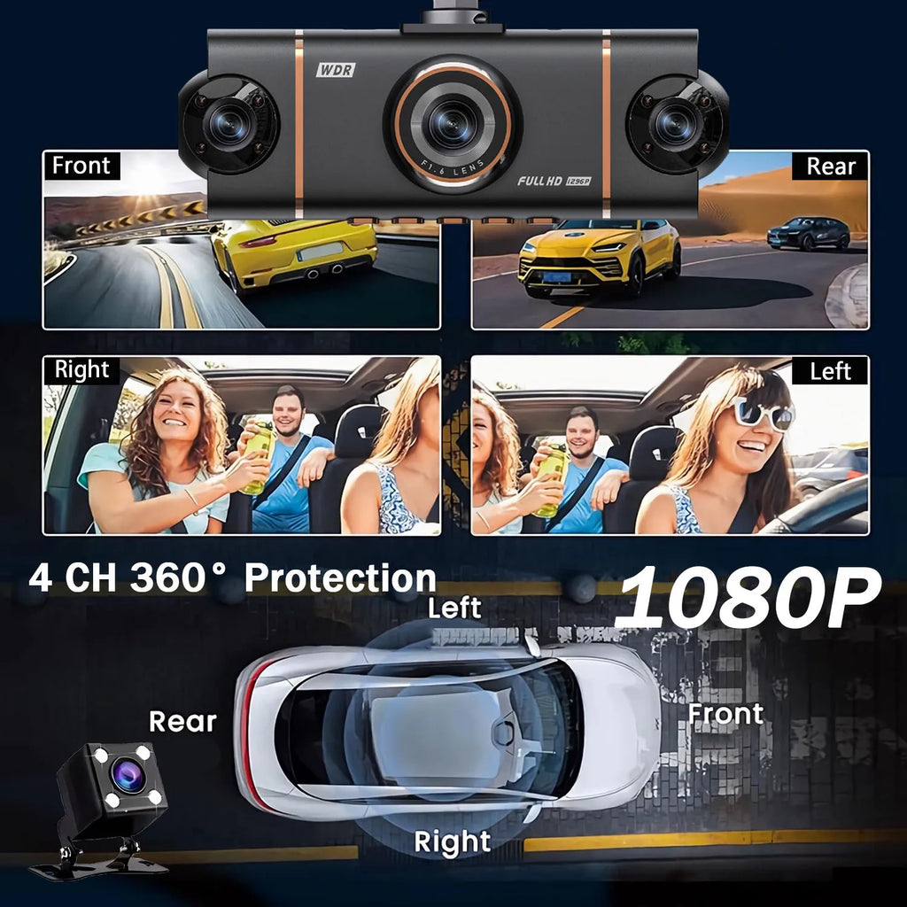 Wifi-4 Lens 360 Degree Dash Cam For Cars Car DVR 1080P 4-Channel Front Camera Video Recorder Rear View Camera Night Vision
