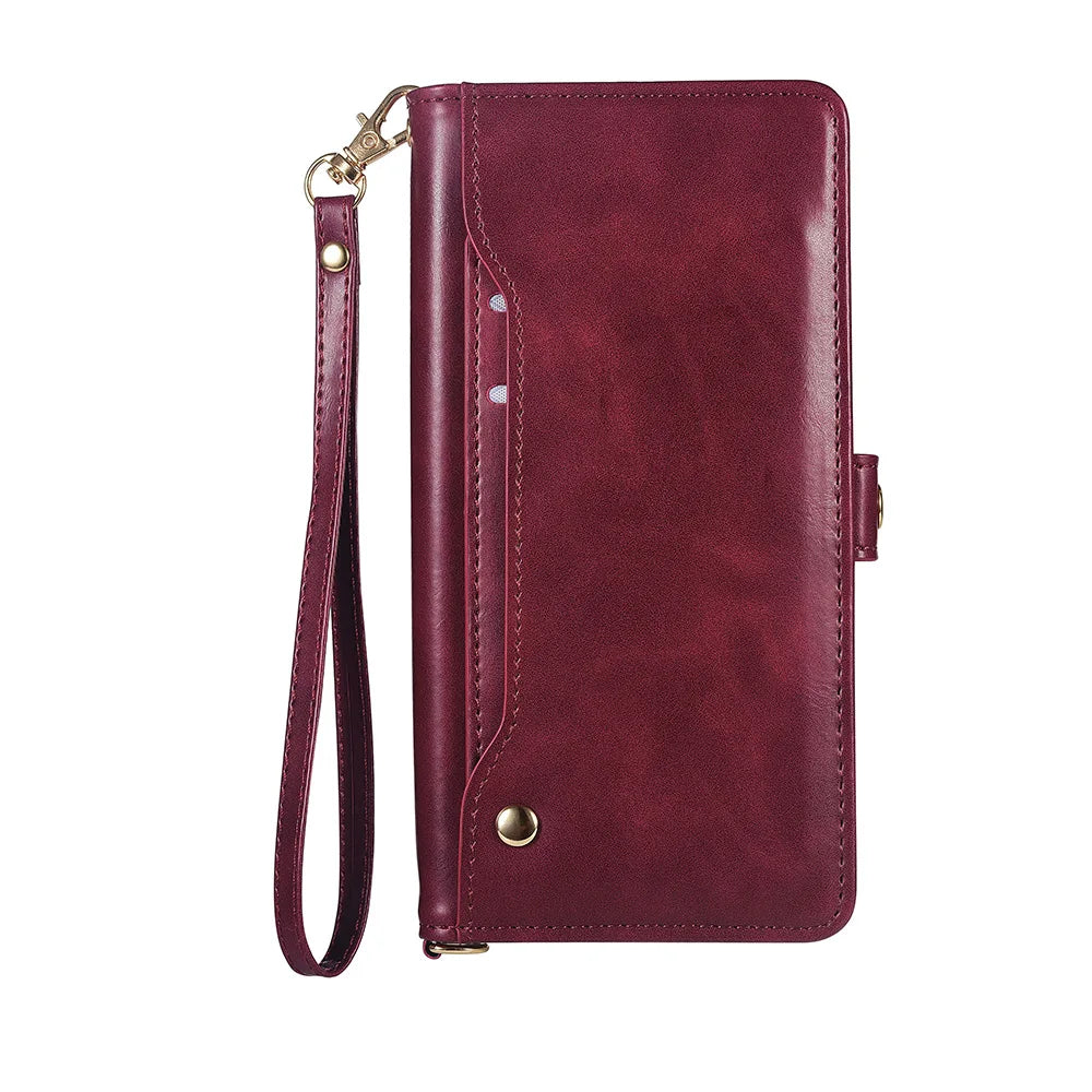 Wallet Multi-card Zipper Kickstand Magnetic Flip Leather Case