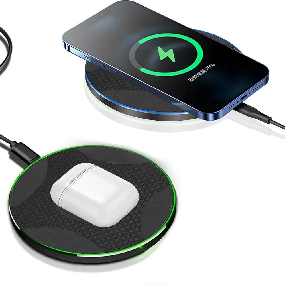 15W Wireless Charger Pad Type C Portable Induction Fast Charging Pad for iPhone 17,16,15,14,13 Xiaomi
