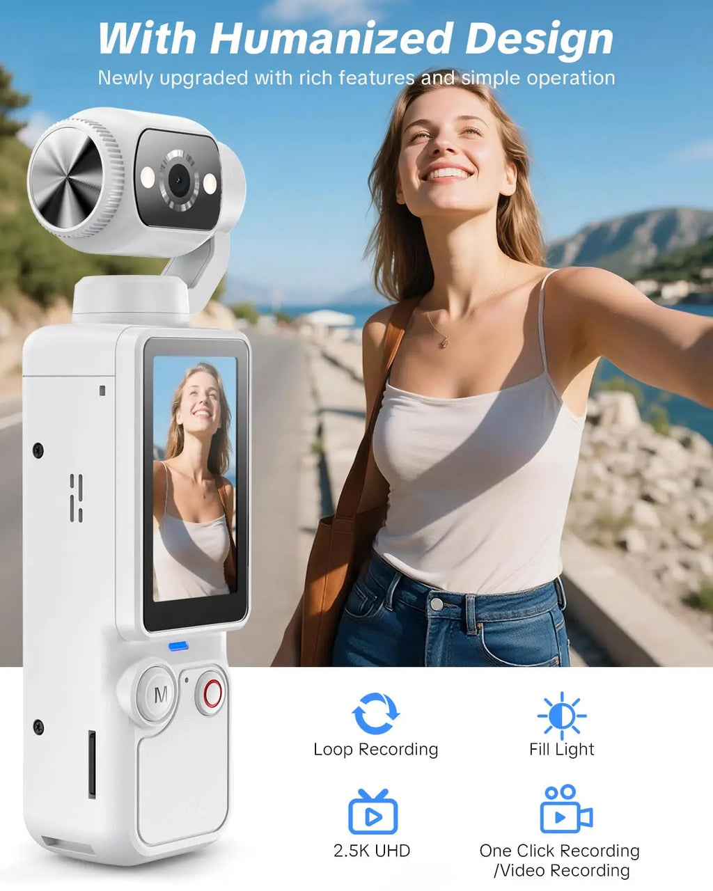 2026 New Portable 1MP Digital Camera with 4K Video, 16x Zoom & 180° Rotating Lens - Night Mode, Autofocus, Flash