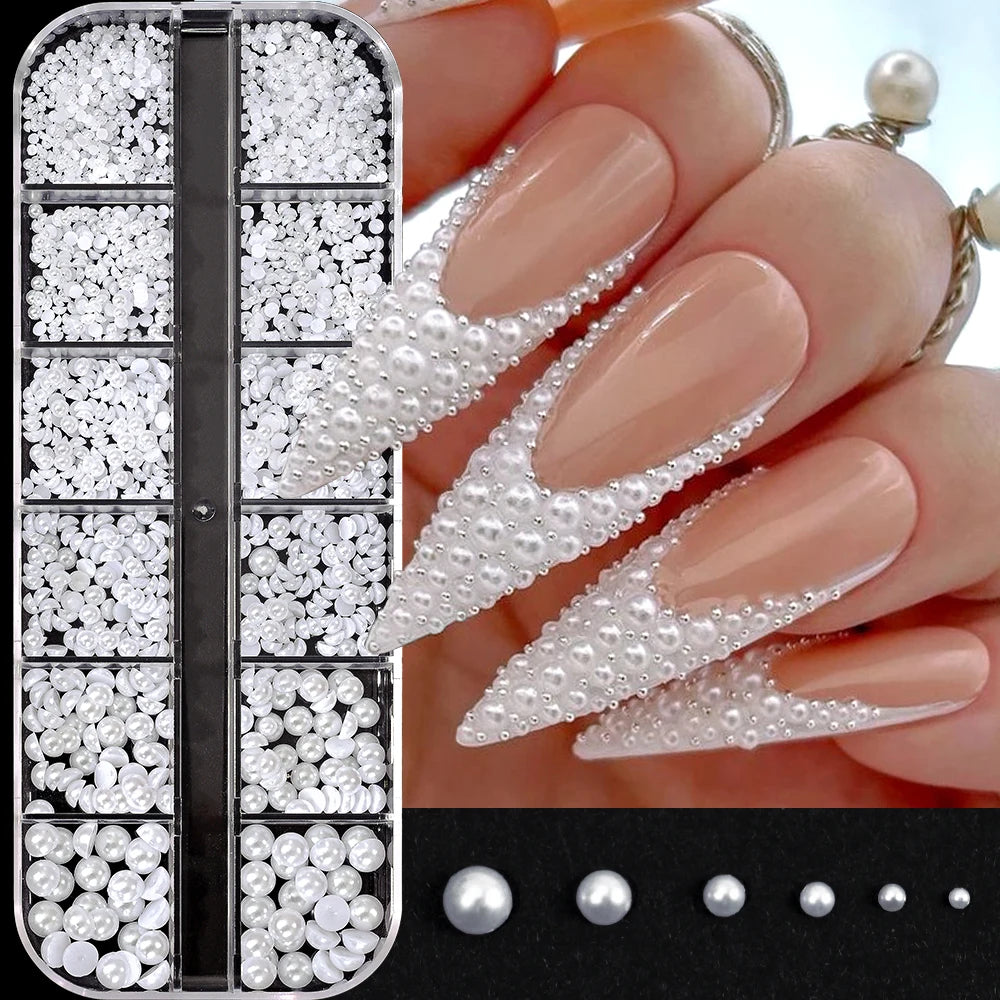 12Grids Silver Star Moon Glitter Nail Charms Mixed Metallic Tips Slice Rivet 3D FlatBack Gold Silver Star DIY Alloy Nail Studs_-