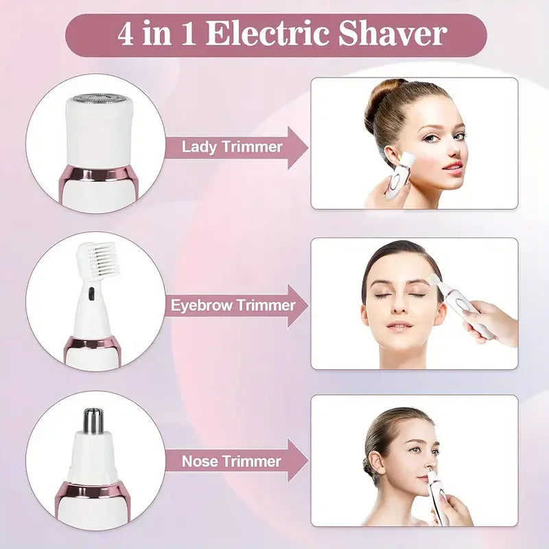 4-in-1 Painless Razor for Women] 4-in-1 Rechargeable Electric Razor for Women