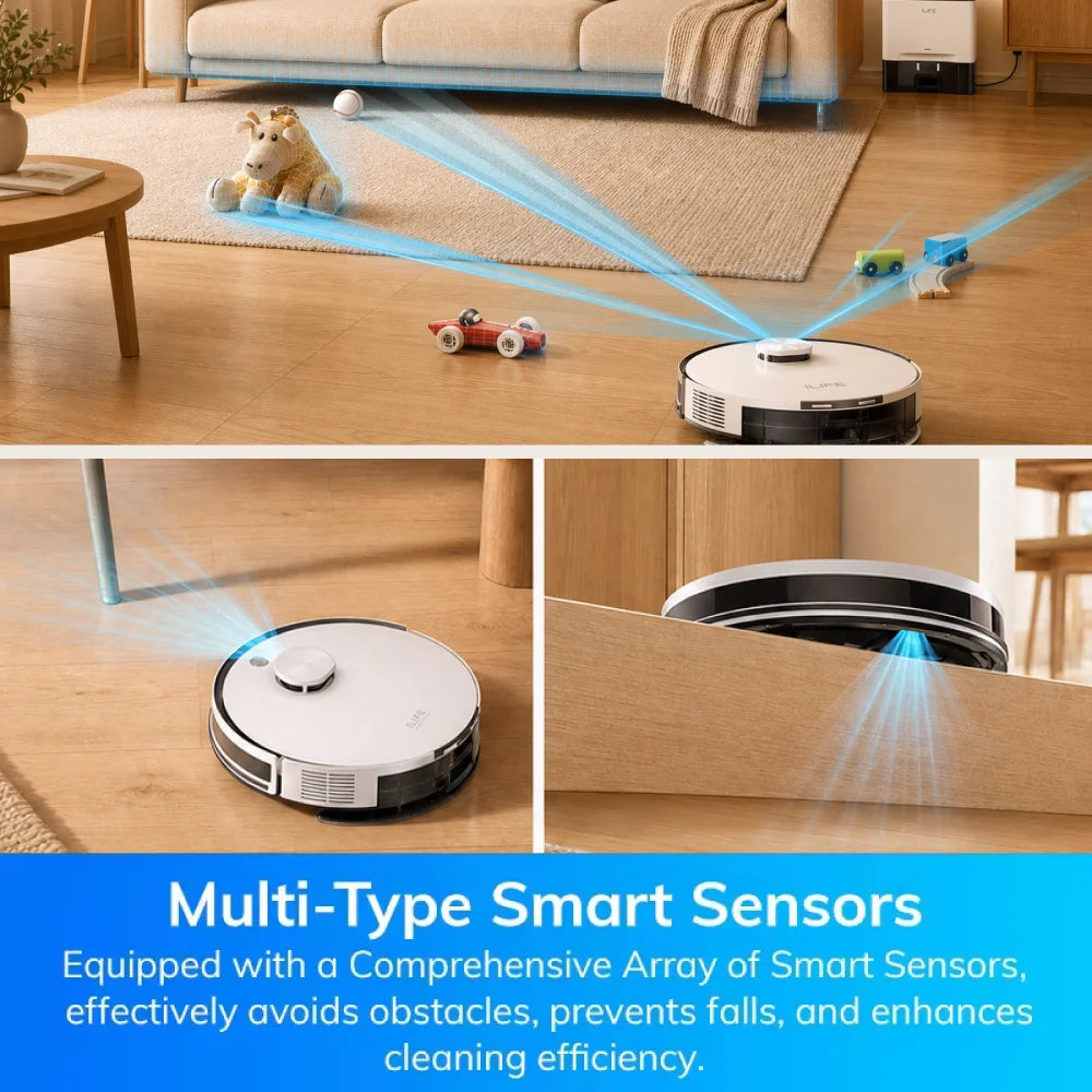 ILIFE A30 Pro Robot Vacuum Cleaner with Automatic Self-Emptying Station, 5000Pa Strong Suction,