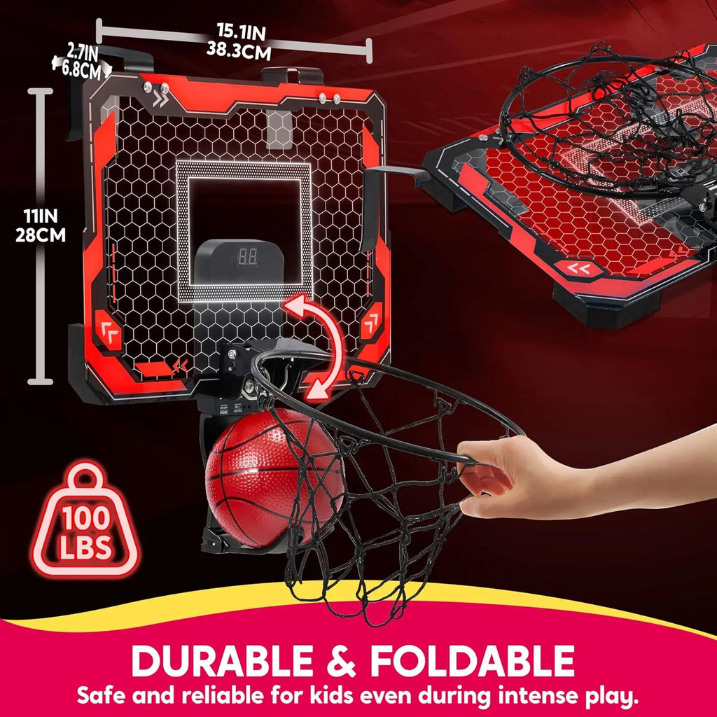 JOYFY Mini Indoor Basketball Hoop Light Up Over The Door Basket Ball Hoop for Kids Toys