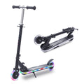 One-Click Folding Kids Scooter, 4-Level Height Adjustable Handlebar 75-90cm, Rear Foot Brake, Colourful LED Light-Up Wheels & Pedals, Stable 4.34" Tires, Portable Kick Scooter for Boys Girls Outdoor Play